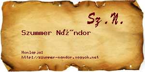 Szummer Nándor névjegykártya